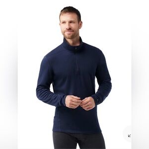 Smartwool Men's Navy Half-Zip Performance Pullover, Size Men’s Large